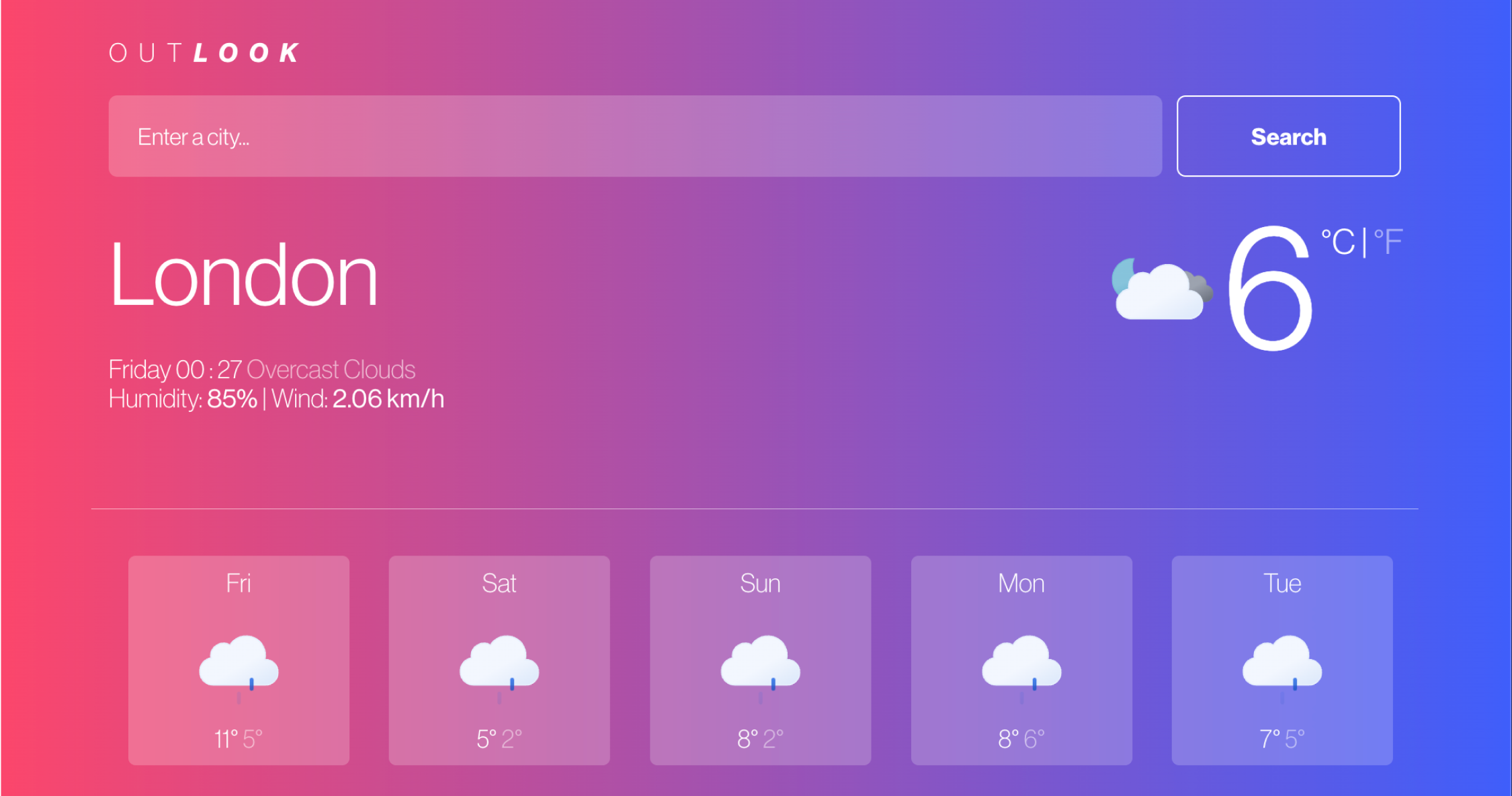 Weather app preview